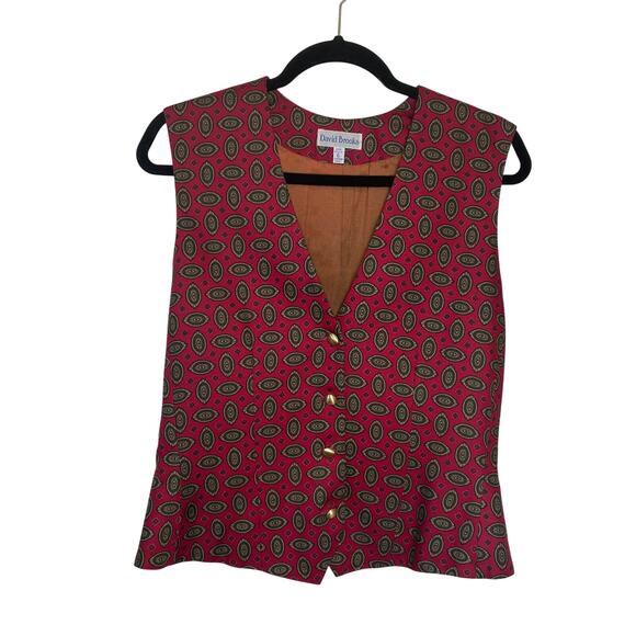 Vintage David Brooks Vest Classic Tailored Paisley Lined Preppy Academia size 6 - Picture 1 of 9